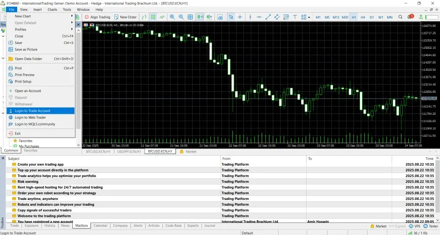 اتصال حساب آلپاری به متاتریدر